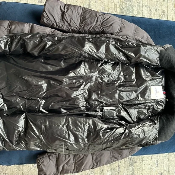 Moncler Metallic Silver Jacket with Black Knit Collar - Picture 6 of 11